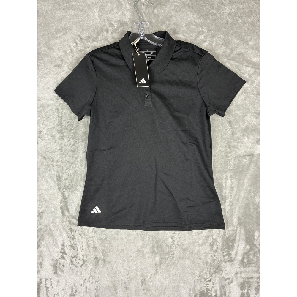 Adidas Men Black Solid Pique Golf Polo Shirt Small NEW with Tags